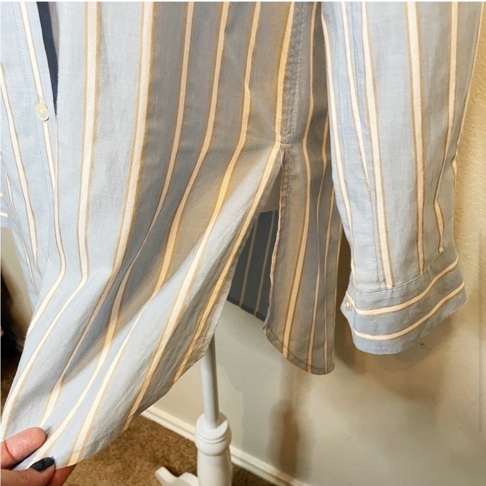 Veronica Beard Blue and White Striped Button Down Shirt - Picture 4 of 7
